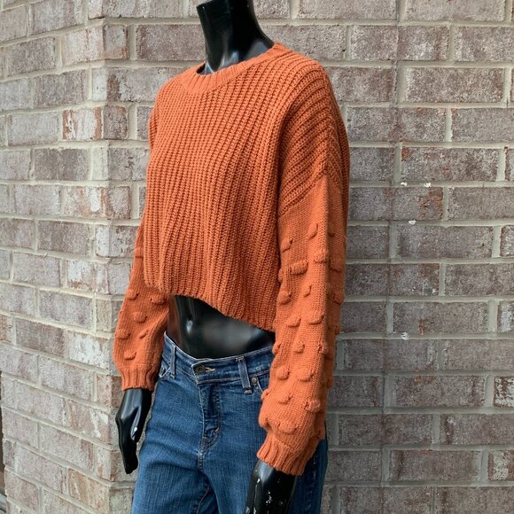 Vestique Cropped Crewneck Knit Long Sleeve Sweater Sz L - Picture 7 of 13